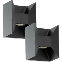 2 Pack Ip44 Outdoor Up/down Wall Light - Modern Anthracite Aluminium 2.5W Led Lamp