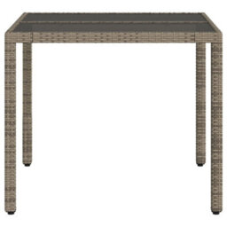 Berkfield Garden Table With Glass Top Grey 90X90X75 Cm Poly Rattan - thumbnail 5