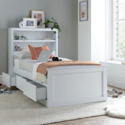 Bedmaster Enzo White Wooden 3 Drawer Bookcase Bed And Pocket Sprung Mattress - thumbnail 2
