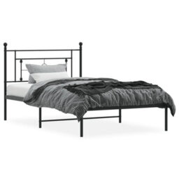Berkfield Metal Bed Frame Without Mattress With Headboard Black 107X203Cm - thumbnail 3