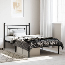 Berkfield Metal Bed Frame Without Mattress With Headboard Black 107X203Cm - thumbnail 1