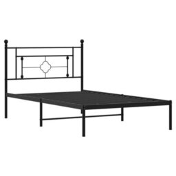 Berkfield Metal Bed Frame Without Mattress With Headboard Black 107X203Cm - thumbnail 4