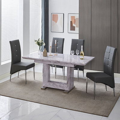 Furniture in Fashion Lorence Extending Grey Dining Table With 4 Vesta Grey Chairs - image 1