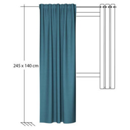 Bricoflor Blackout Curtain With Concealed Loops  - Turquoise - 2,45 X 1,40 M - Plain - thumbnail 7