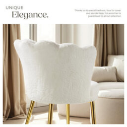 Tectake 1 Armchair Stella - Faux Fur Or Velvet, Thick Padding, 67X64X76Cm  - Faux Fur Cream/gold - thumbnail 4
