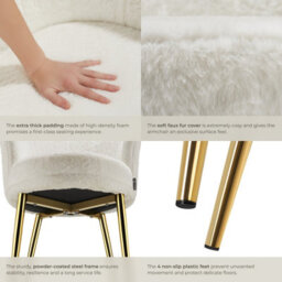 Tectake 1 Armchair Stella - Faux Fur Or Velvet, Thick Padding, 67X64X76Cm  - Faux Fur Cream/gold - thumbnail 5