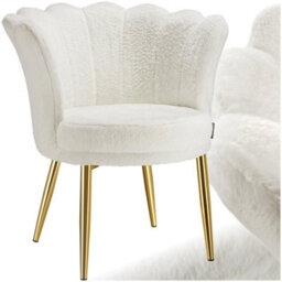 Tectake 1 Armchair Stella - Faux Fur Or Velvet, Thick Padding, 67X64X76Cm  - Faux Fur Cream/gold