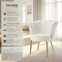 Tectake 1 Armchair Stella - Faux Fur Or Velvet, Thick Padding, 67X64X76Cm  - Faux Fur Cream/gold - thumbnail 2
