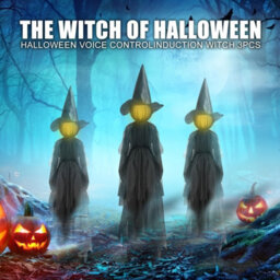 Amorly 3 Pack Sound Triggered Glowing Witch Halloween Decor, Colour Changing Led Illuminated Figures, Indoor Festive Display Ornaments - thumbnail 3