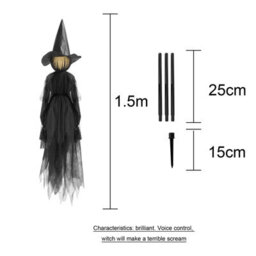 Amorly 3 Pack Sound Triggered Glowing Witch Halloween Decor, Colour Changing Led Illuminated Figures, Indoor Festive Display Ornaments - thumbnail 6