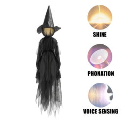 Amorly 3 Pack Sound Triggered Glowing Witch Halloween Decor, Colour Changing Led Illuminated Figures, Indoor Festive Display Ornaments - thumbnail 7