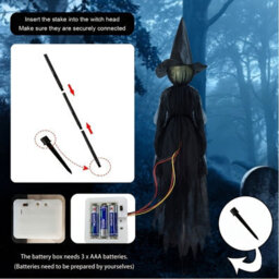 Amorly 3 Pack Sound Triggered Glowing Witch Halloween Decor, Colour Changing Led Illuminated Figures, Indoor Festive Display Ornaments - thumbnail 5