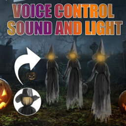 Amorly 3 Pack Sound Triggered Glowing Witch Halloween Decor, Colour Changing Led Illuminated Figures, Indoor Festive Display Ornaments - thumbnail 8