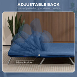 Homcom Fabric Sofa, Convertible 2 Seater Sofa Bed W/ Pillows, Dark Blue - thumbnail 5