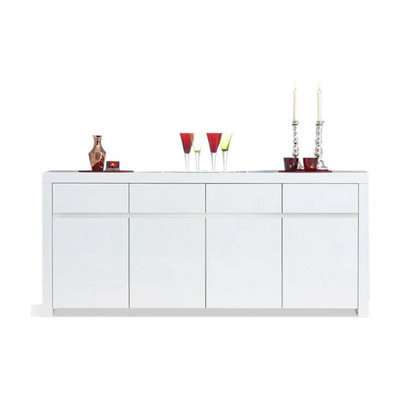 Furniture 48 Annick 4 Door 4 Drawer White High Gloss Sideboard