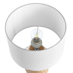 Beliani Table Lamp - Glossy Yellow Ceramic Base With Natural Linen Shade, Scandinavian Style, 28Cm X 43Cm - thumbnail 3