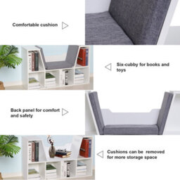 Homcom Cube Bookshelf Organizer With Reading Seat, Six Cubes, White - thumbnail 4