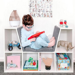 Homcom Cube Bookshelf Organizer With Reading Seat, Six Cubes, White - thumbnail 8