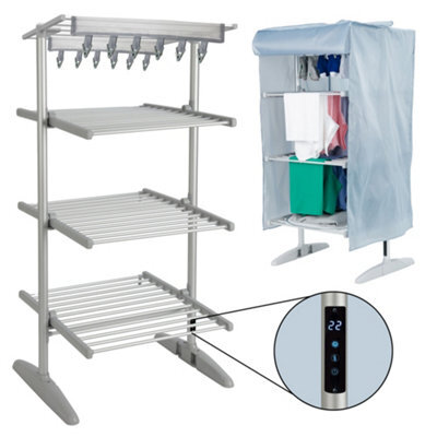 Glamhaus 4 Tier Heated Clothes Airer With Cover 300W Digital - image 1