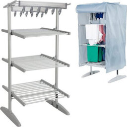 Glamhaus 4 Tier Heated Clothes Airer With Cover 300W Digital - thumbnail 8