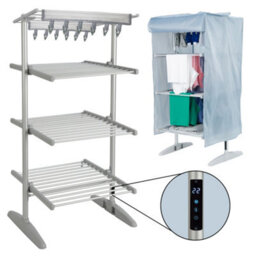 Glamhaus 4 Tier Heated Clothes Airer With Cover 300W Digital - thumbnail 1