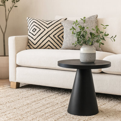 Wyld Haus Hamburg 45.7Cm Round Black Ceramic Coffee Table With Conical Steel Base - image 1