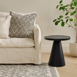Wyld Haus Hamburg 45.7Cm Round Black Ceramic Coffee Table With Conical Steel Base - thumbnail 2
