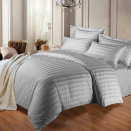 Ameha Stripe Duvet Set With Pillowcase Reversible Bedding & Breathable Microfiber Quilt Cover Grey Double Size 200X200Cm - thumbnail 7