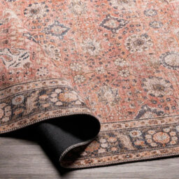 Livabliss Colin-Washable Brown Orange Grey Traditionnal Vintage Boho Living Dining Rug 120 X 170 Cm Easy Care, Non Shedding - thumbnail 4