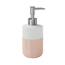 GoodHome Koros Gloss & Matt White & Blush Pink Ceramic Freestanding Soap Dispenser - thumbnail 1