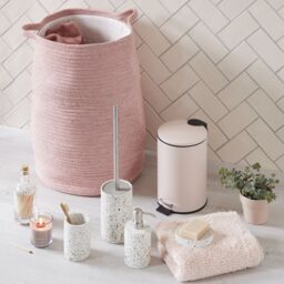GoodHome Koros Gloss & Matt White & Blush Pink Ceramic Freestanding Soap Dispenser - thumbnail 4