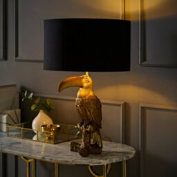 Valuelights Tuki Toucan Black With Gold Inner Shade Bronze Table Lamp - thumbnail 2