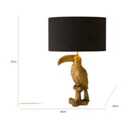 Valuelights Tuki Toucan Black With Gold Inner Shade Bronze Table Lamp - thumbnail 7