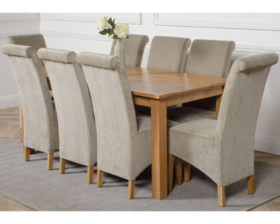 That's Furniture Oslo 180 X 90 Cm Large Oak Dining Table And 8 Chairs Dining Set With Montana Grey Fabric Chairs - image 1