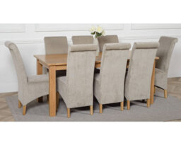 That's Furniture Oslo 180 X 90 Cm Large Oak Dining Table And 8 Chairs Dining Set With Montana Grey Fabric Chairs - thumbnail 3