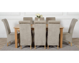 That's Furniture Oslo 180 X 90 Cm Large Oak Dining Table And 8 Chairs Dining Set With Montana Grey Fabric Chairs - thumbnail 2