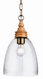 Luminosa Lighting Luminosa Comet 1 Light Dome Ceiling Pendant Natural Wood With Clear Glass, E27