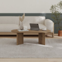 Decortie Sable Modern 119Cm Oval Coffee Table Scandi Japandi Style Floor Protectors Dark Oak Effect Living Room Centre Table - thumbnail 5