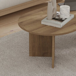 Decortie Sable Modern 119Cm Oval Coffee Table Scandi Japandi Style Floor Protectors Dark Oak Effect Living Room Centre Table - thumbnail 4