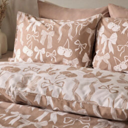 Ohs Illustrated Bows Duvet Cover Set With Pillowcase Polycotton Bedding - Natural - thumbnail 3