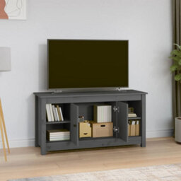 Berkfield Stylish Tv Cabinet Grey 103X36,5X52 Cm Solid Wood Pine - thumbnail 6