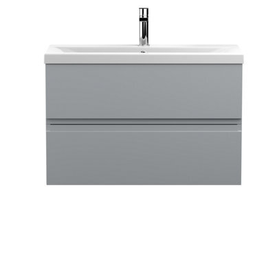 Hudson Reed Urban Satin Grey Wall Hung 2 Drawer Vanity Unit And Mid-Edge Basin With Silent Close, 540 X 810 X 390 - image 1