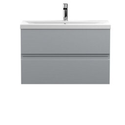 Hudson Reed Urban Satin Grey Wall Hung 2 Drawer Vanity Unit And Mid-Edge Basin With Silent Close, 540 X 810 X 390 - thumbnail 1