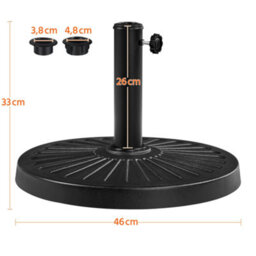 Yaheetech Black 12Kg Patio Umbrella Base Stand For 38/48mm Poles - thumbnail 3