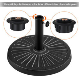 Yaheetech Black 12Kg Patio Umbrella Base Stand For 38/48mm Poles - thumbnail 5