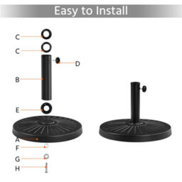 Yaheetech Black 12Kg Patio Umbrella Base Stand For 38/48mm Poles - thumbnail 4