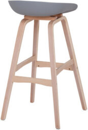 Lamboro Equator Single Kitchen Bar Stool, Fixed Wooden Legs And Footrest, Premium Breakfast Bar & Home Barstool, Grey - thumbnail 5