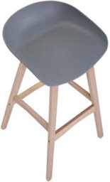 Lamboro Equator Single Kitchen Bar Stool, Fixed Wooden Legs And Footrest, Premium Breakfast Bar & Home Barstool, Grey - thumbnail 6