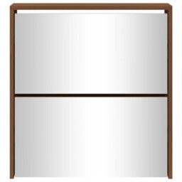 Berkfield Shoe Cabinet With Mirror 2-Layer Brown Oak 63X17X67 Cm - thumbnail 5