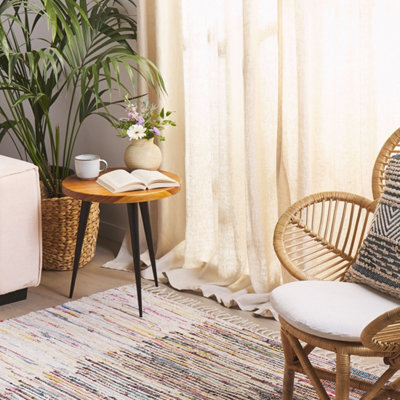 Wyld And Coco Area Rag Rug, Hand-Woven 100% Cotton, Multicolour Stripes, 140 X 200 Cm - image 1